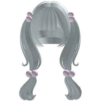 ♡ : kawaii curly baby blue pigtails w pink bobbles Roblox item