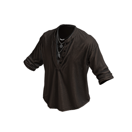 Brown Henley Loose Button Up