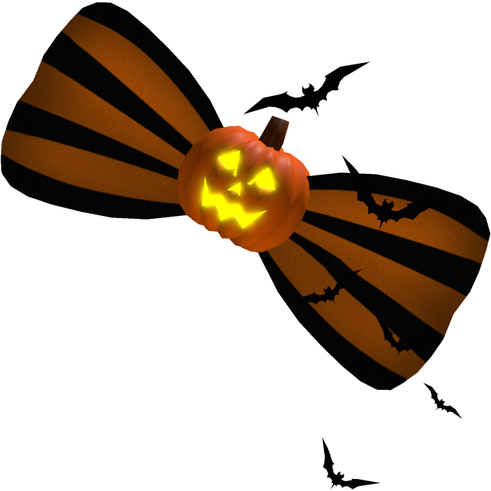 🎃. ⭑EMISSIVE Orange Jack O'Lantern Stripe Bat Bow