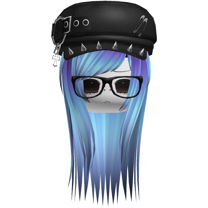 Vkei Moe Cyan & Purple Long Scene Hair /w Punk Hat