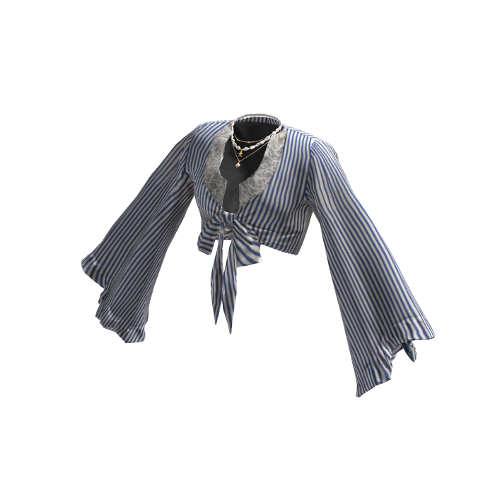 Flowy Lace Top with Blue Stripes
