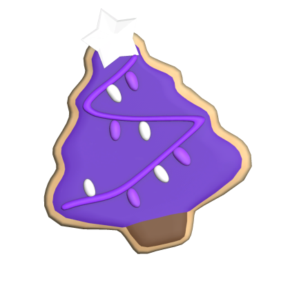 purple christmas tree sugar cookie