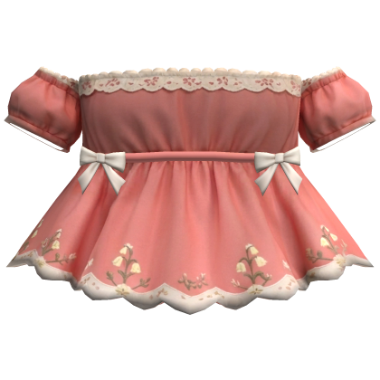 Coral Puff Sleeve Ruffle Top