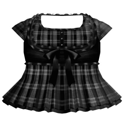 gothic plaid black ruffle dress with big bow 3.0