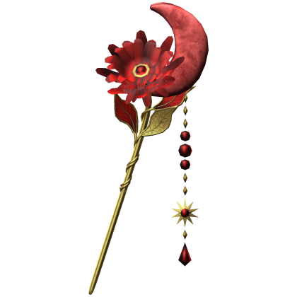 Flower & Moon Magical Staff In Red & Gold Roblox item
