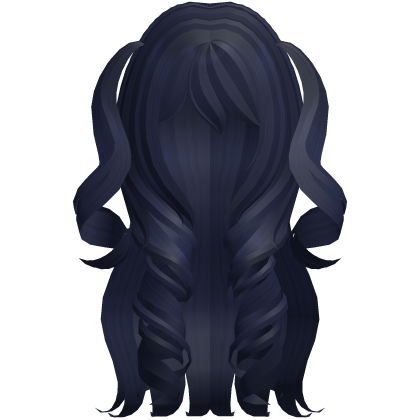 curly long princess pigtails dark blue hair Roblox item