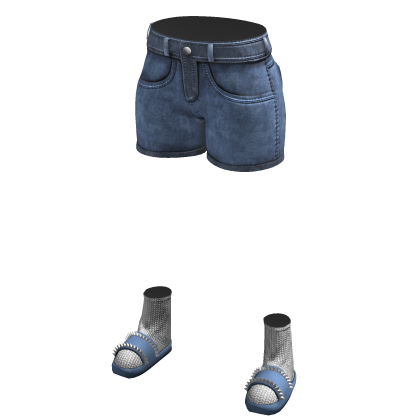 Blue Cute Girl Y2K Low Rise Mini Denim Jorts