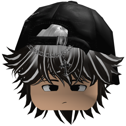 fluffy messy anime hair y2k emo (White n black) Roblox item