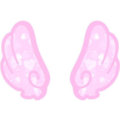 ♡ Cute Upward Glowing Angel Wings in Pink Hearts