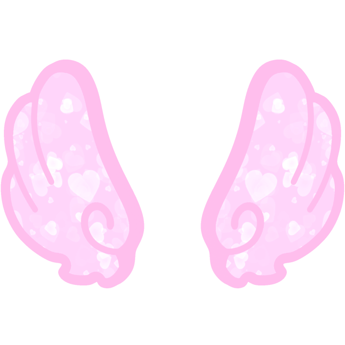♡ Cute Upward Glowing Angel Wings in Pink Hearts