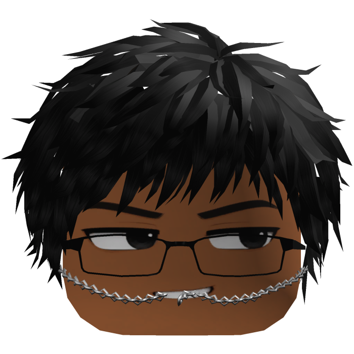 Nonchalant Boy w/ Black Hair, Glasses & Chain 