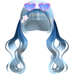 Summer Flower Wavy Blue Hair