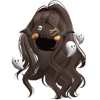 Brown Halloween Hairclips Wavy Half Down