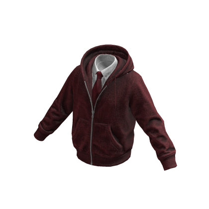 Red Layered Hoodie w/ Shirt & Tie 