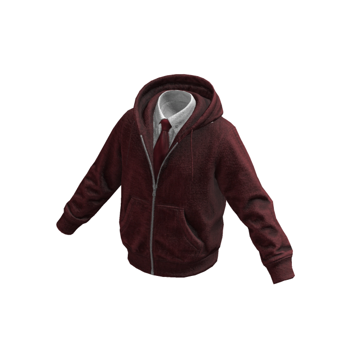 Red Layered Hoodie w/ Shirt & Tie 
