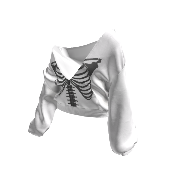 Skeleton Pullover Baggy Hoodie White&Grey