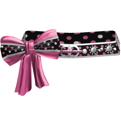 Black & Pink Polkadot Gyaru Bow Belt 2000s Silver
