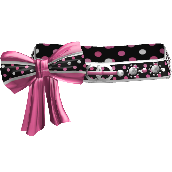Black & Pink Polkadot Gyaru Bow Belt 2000s Silver
