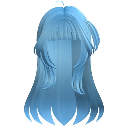 Long Flowy Blue Hair W Side Ponytail Roblox item