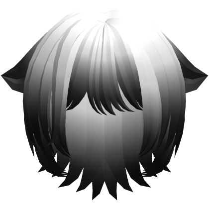 cute short anime cat girl hair in white black