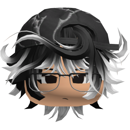 Grunge Moe Black & White Wavy Hair /w Hat