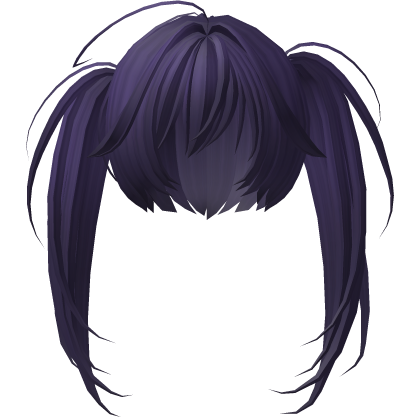 messy asymmetrical moe pigtails in dark purple Roblox item