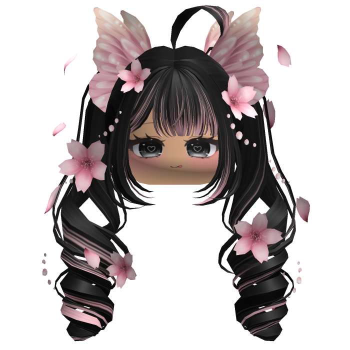 Mystical Sakura Petal Pigtails (Black&Pink)