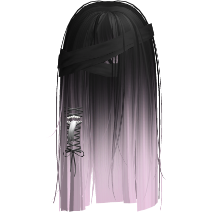 Creepy Black Pink Monster Hair w Black Bandages Roblox item