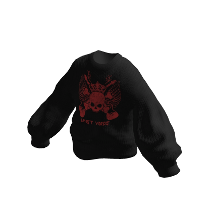 Oversized Knitted Sweater Rock Band Black Red