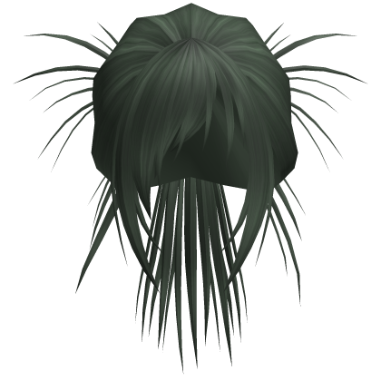 Anime Spiky High Bun w/ Side Bangs (Dark Green)