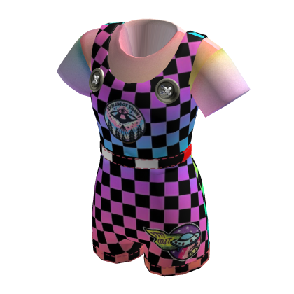 ✨ Pink gradient Tshirt with alien checker overalls thumbnail