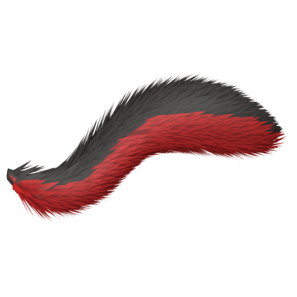 red and black fluffy tail