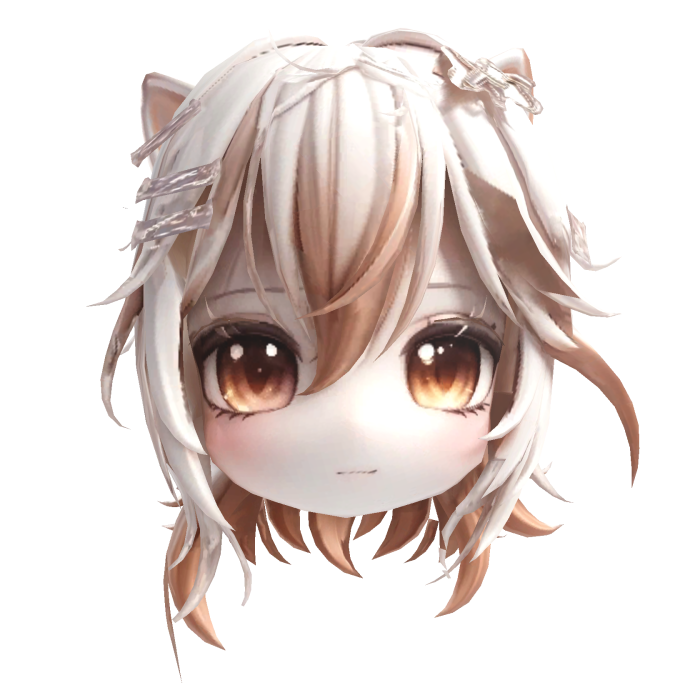 anime chibi girl head with cat ear Milk Tea Brown