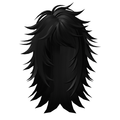 Long Emo Scene Side Part Wolf Cut Hair in Black Roblox item