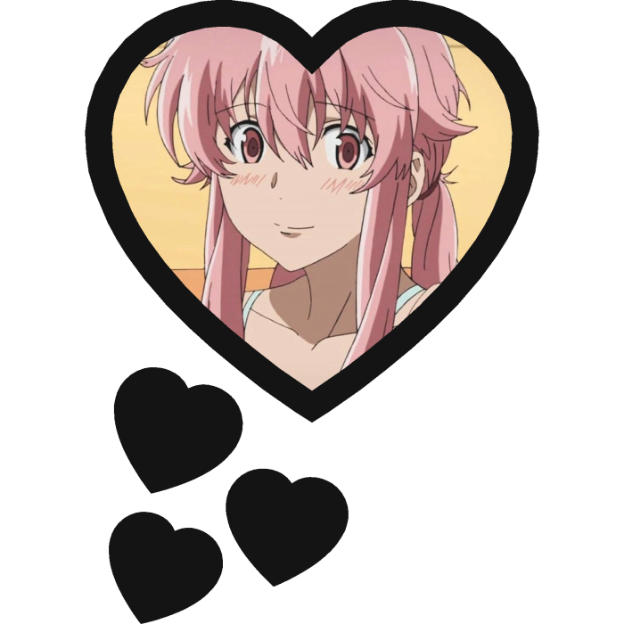Yuno Gasai Thinking Hearts Mirai Nikki