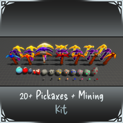 Low Poly Ores and Pickaxe Kits by CRayworks