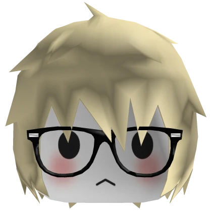 lowpoly wii mii chibi blonde hair face w/ glasses | Roblox Item