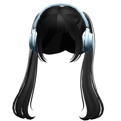 Long Anime TwinTails w/ Headphones (Black)  Roblox item