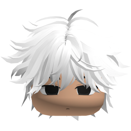 Cute Y2K emo boy messy fluffy white hair