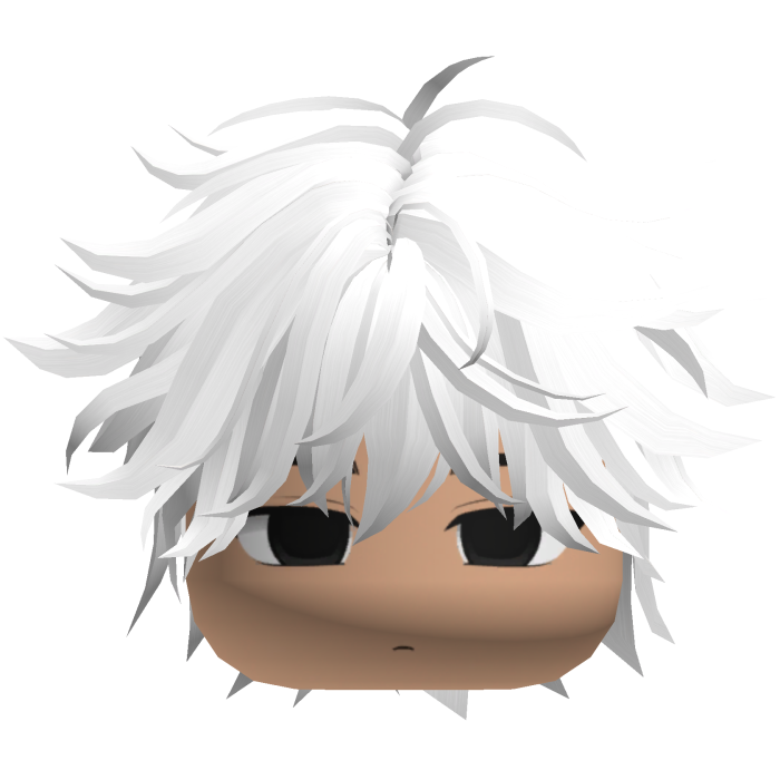 Cute Y2K emo boy messy fluffy white hair