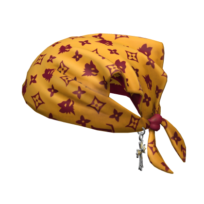 Tied LV X AS Roma Bandana Hat with Cross Chain