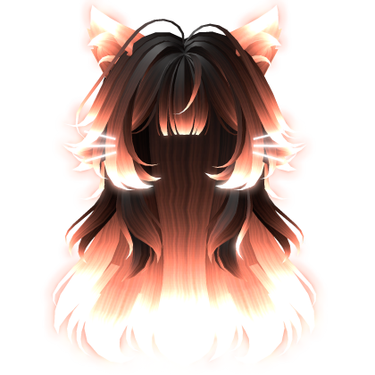 Kawaii Emissive Fluffy Kitty Hair w/ Face (Embers)