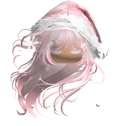 Windy Anime Hair w/Santa Hat (Pink)