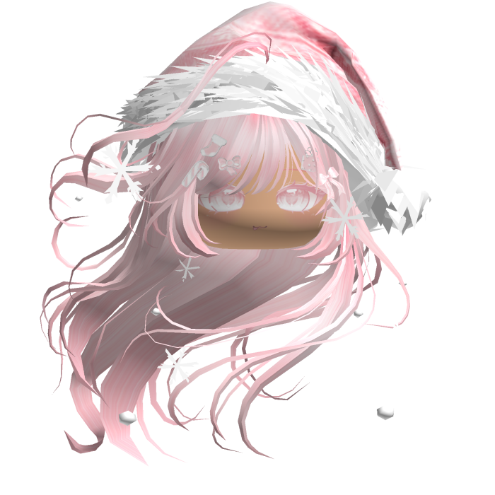 Windy Anime Hair w/Santa Hat (Pink)