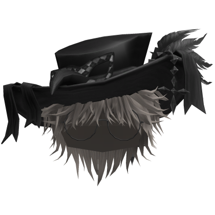 Ash Messy Anime Boy Hair w/ Top hat & Glass Roblox item