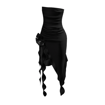 Y2K Tropical Black Flower Ruffle Dress
