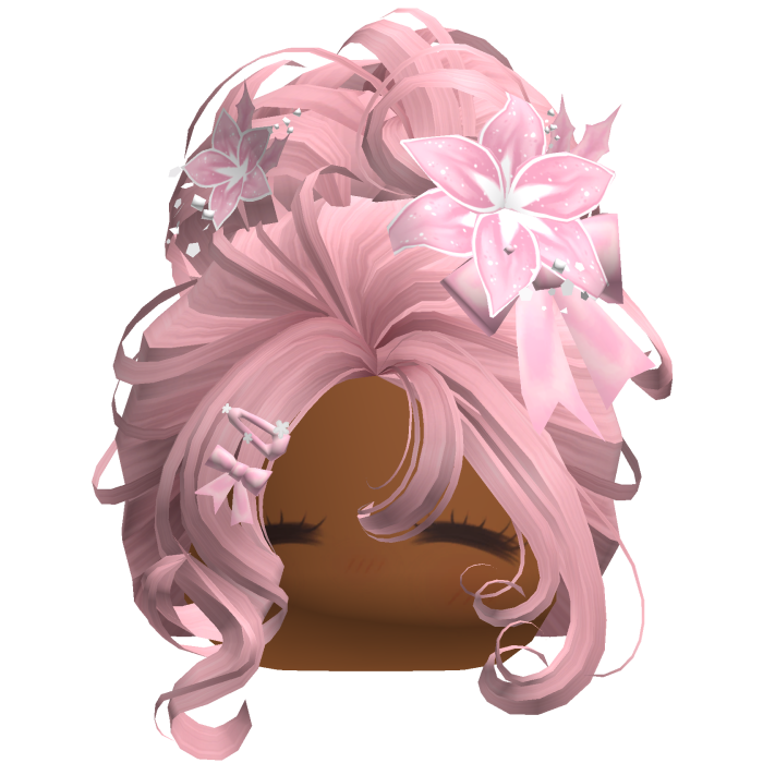 ♡ Christmas Flowery Bun Updo (Pink)