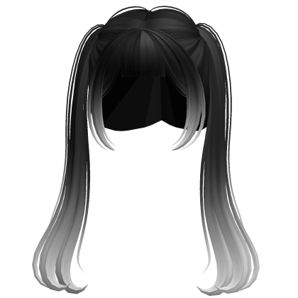 Long Anime TwinTails w/ Bnags (Black White) Roblox item