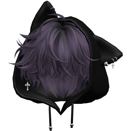 Purple Messy Hair with Cat Hoodie