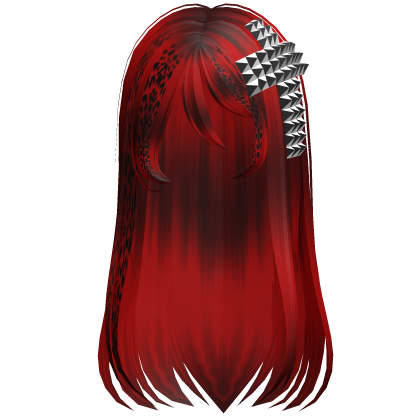emo scene long hair w cross red leopard